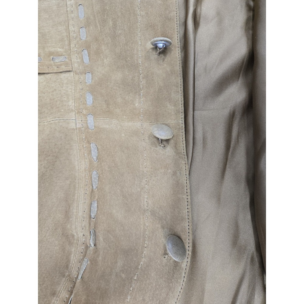 Vintage Chi by Falchi Sueded Leather Western Jacket Women S Brown Boho - Picture 10 of 11